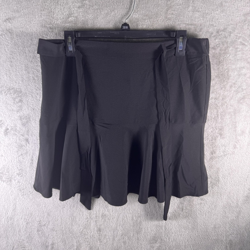 SOHO Apparel Ltd Skirt Womens L Black Knee Length Flare Ruffle Stretch Jersey